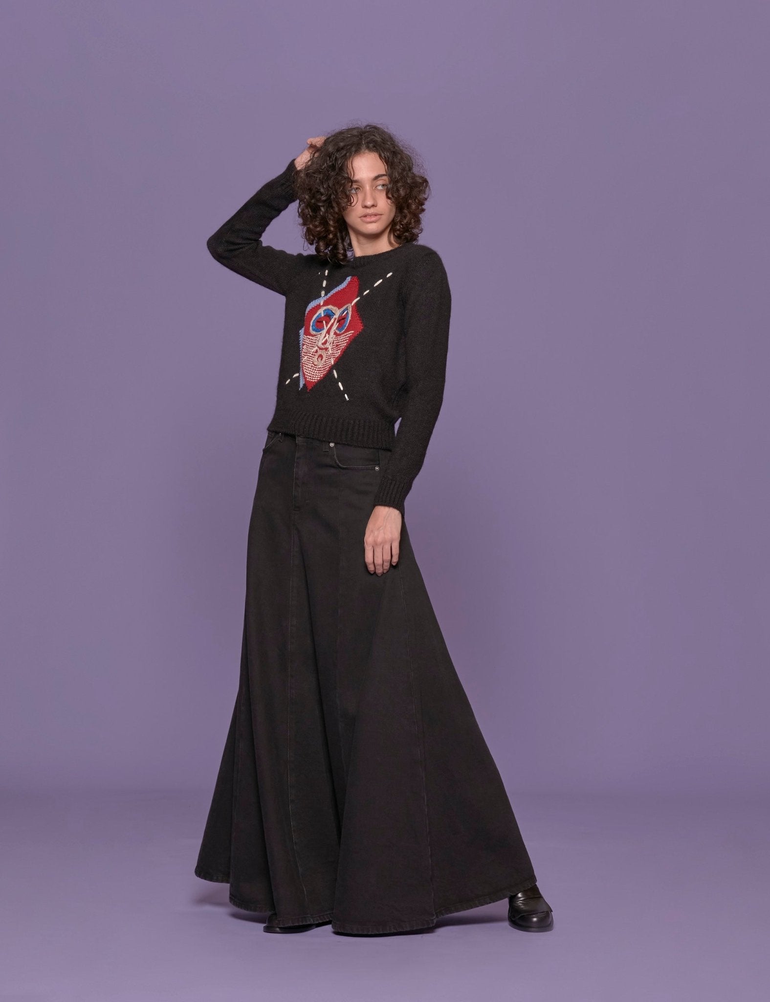 pullover girocollo intarsio nero - stella jean - pullover