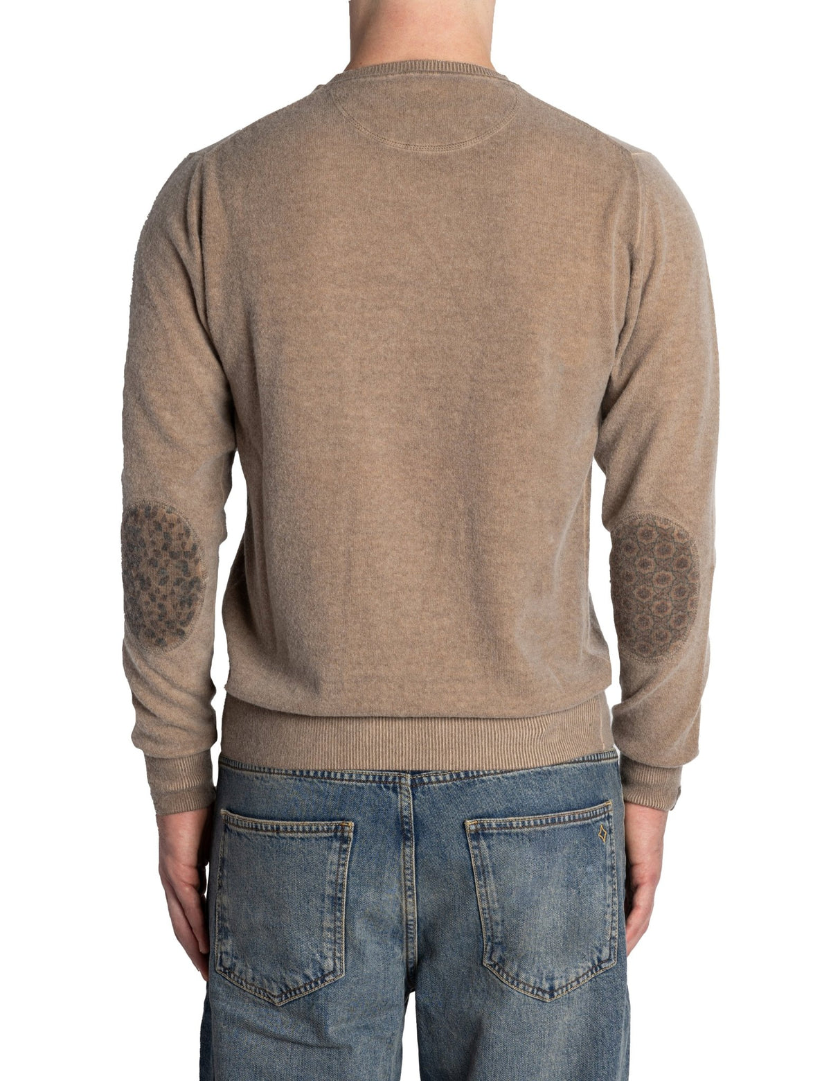 pullover girocollo lana toppe gomito marrone cioccolato - bob - pullover
