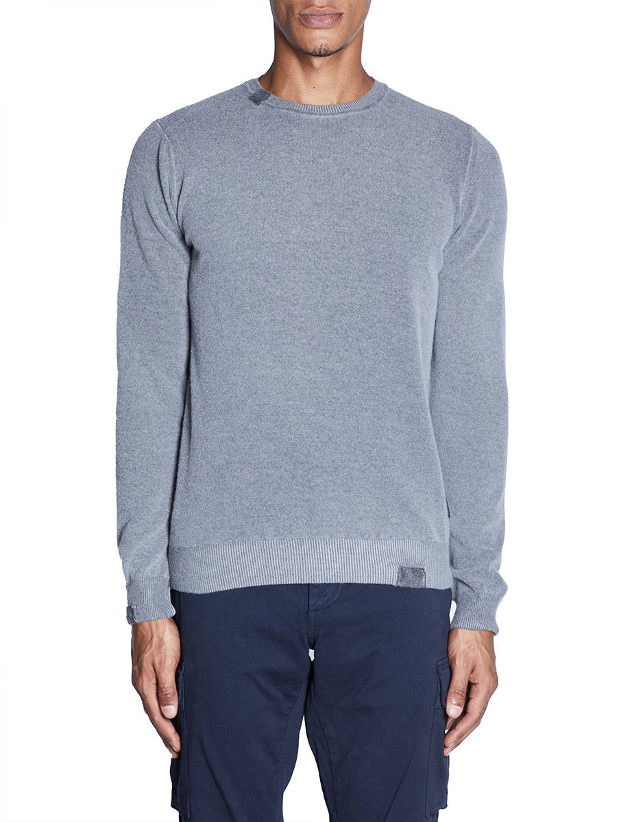 pullover girocollo lana toppe gomito piombo - bob - pullover