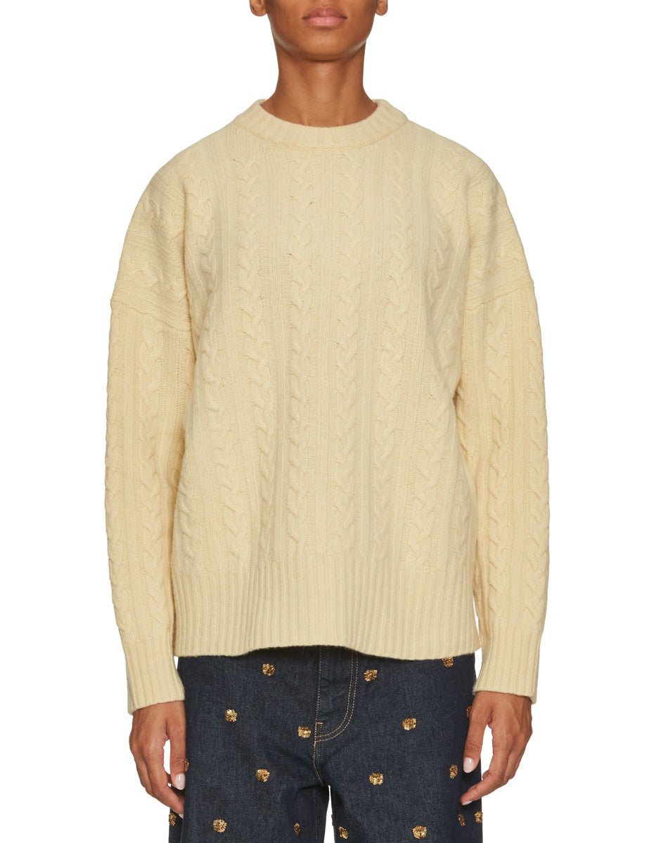 pullover girocollo lana trecce burro - rohe - pullover