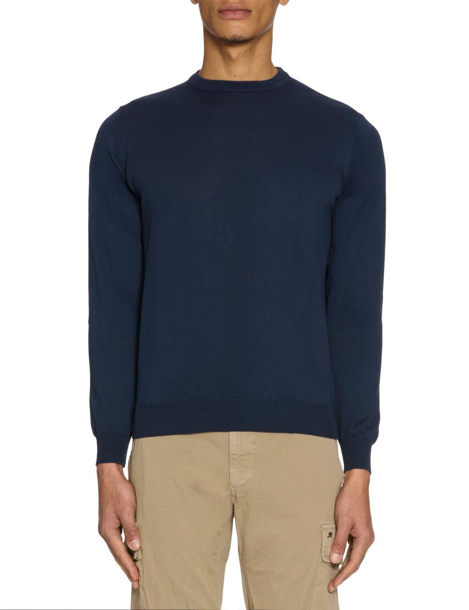 pullover girocollo maglia rasata blu - blufrida - pullover
