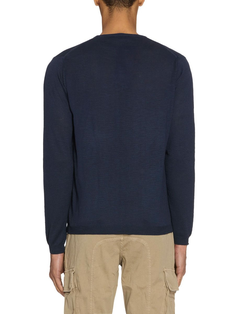 pullover girocollo maglia rasata blu - blufrida - pullover