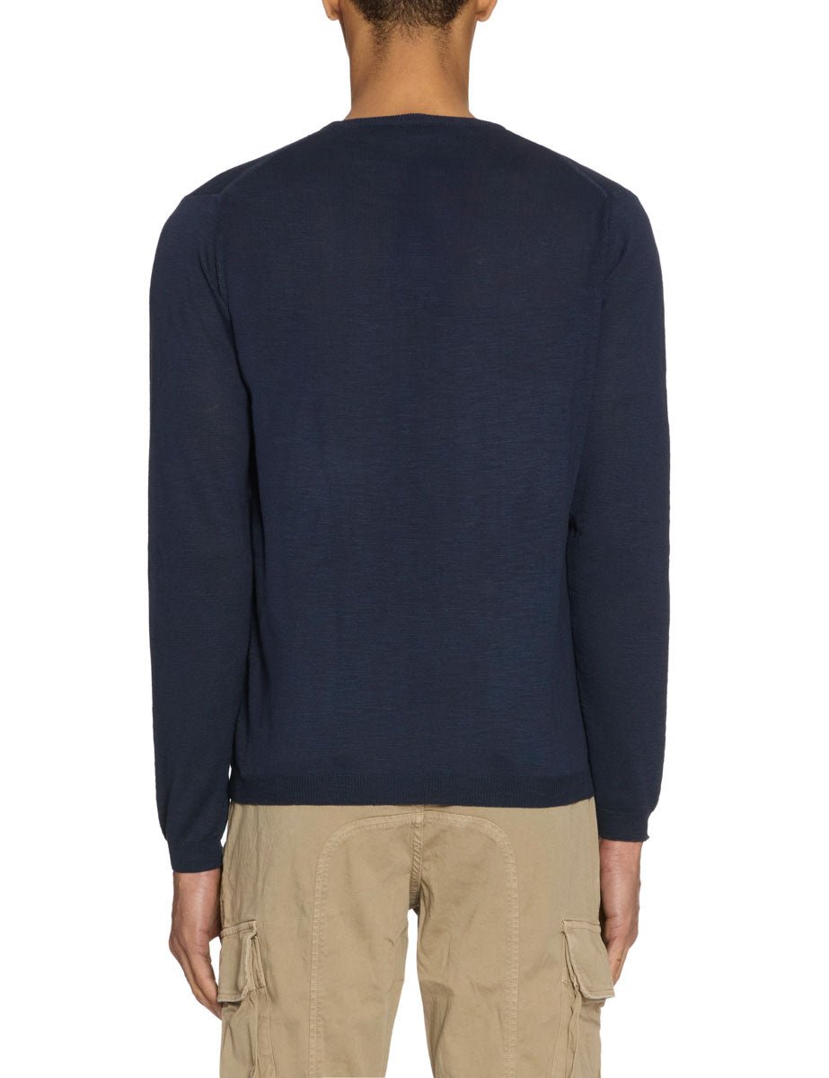 pullover girocollo maglia rasata blu - blufrida - pullover