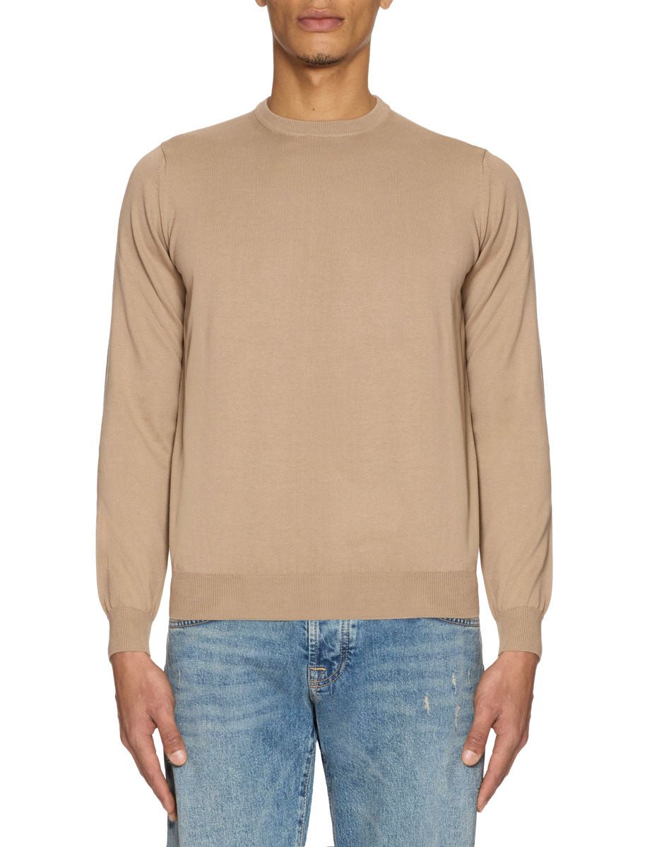 pullover girocollo maglia rasata cammello - blufrida - pullover