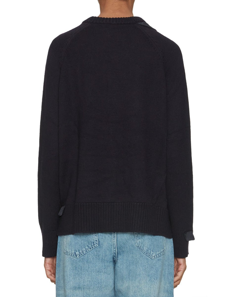 pullover girocollo maglia rouches blu scuro - beatrice b - pullover