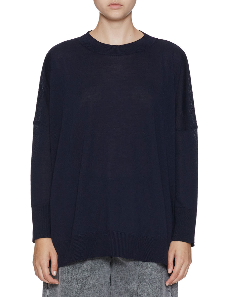 pullover girocollo merinos blu - jei-o - pullover