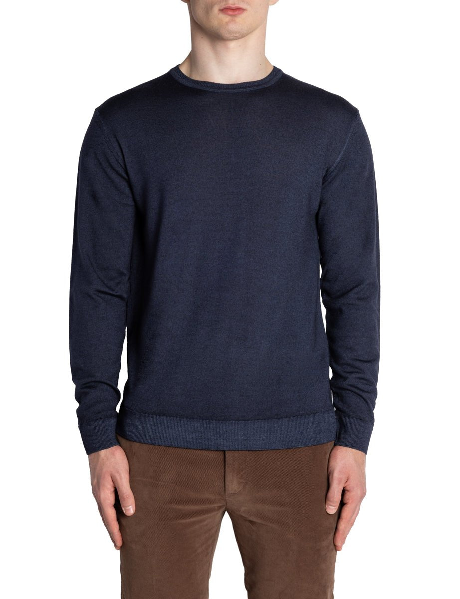 pullover girocollo merinos vintage blu notte - daniele fiesoli - pullover