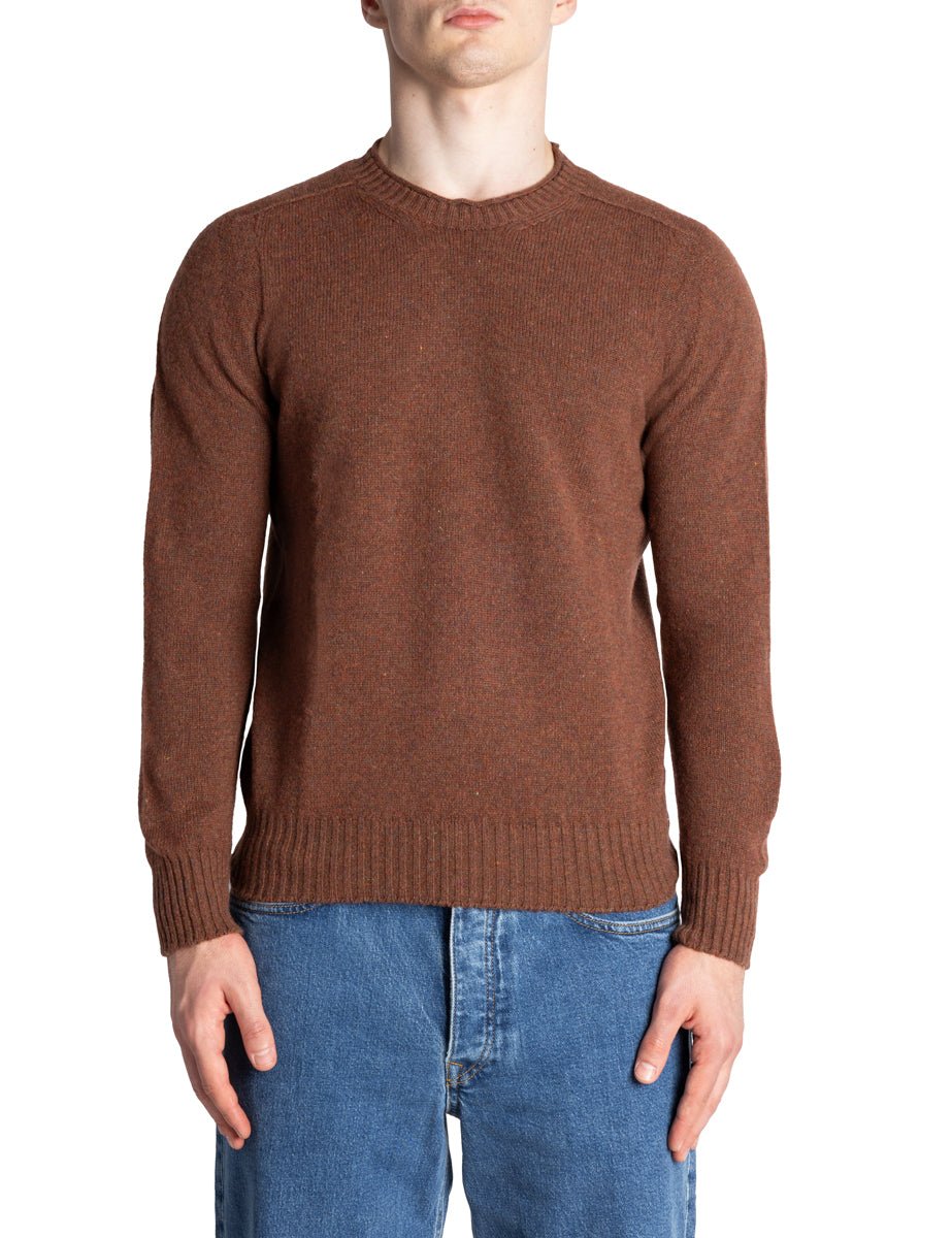pullover girocollo misto cashmere marrone bruciato - jurta - pullover