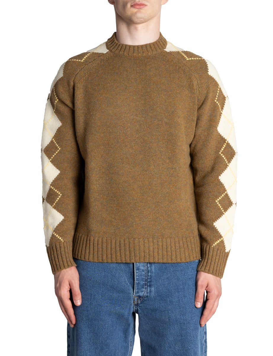 pullover girocollo motivo rombi verde militare - roy rogers - pullover