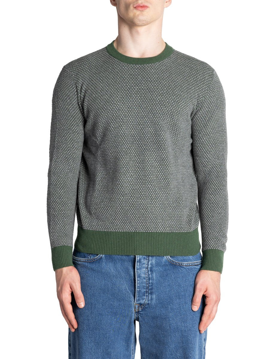 pullover girocollo nido d'ape verde - jurta - pullover