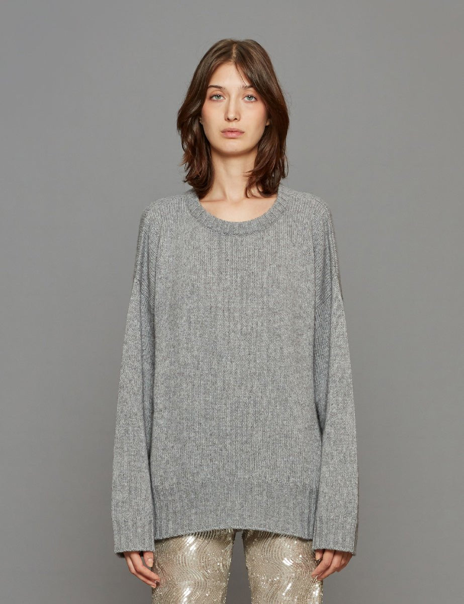 pullover girocollo over grigio - jejia - pullover