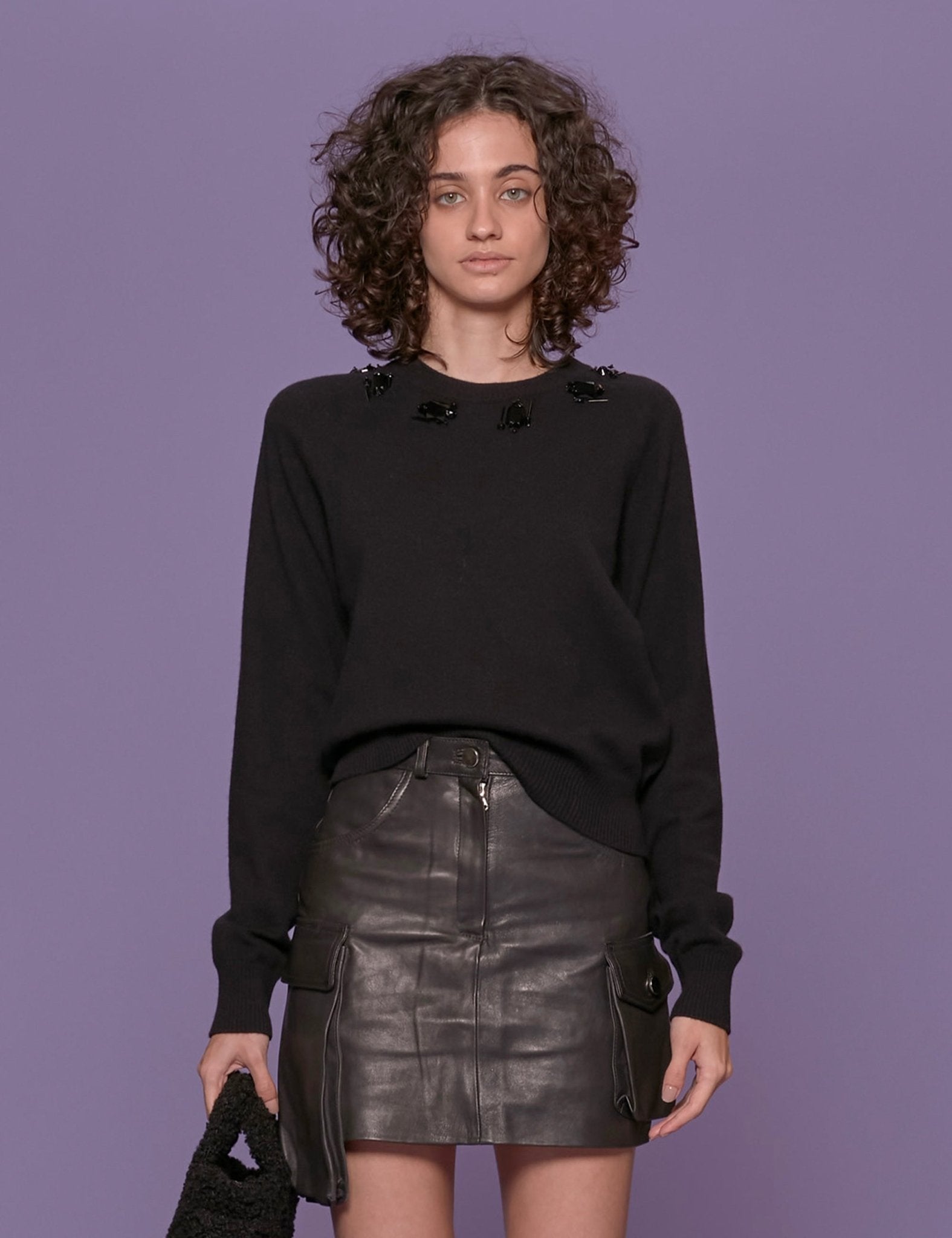 pullover girocollo pietre nero - n21 alessandro dell'acqua - pullover