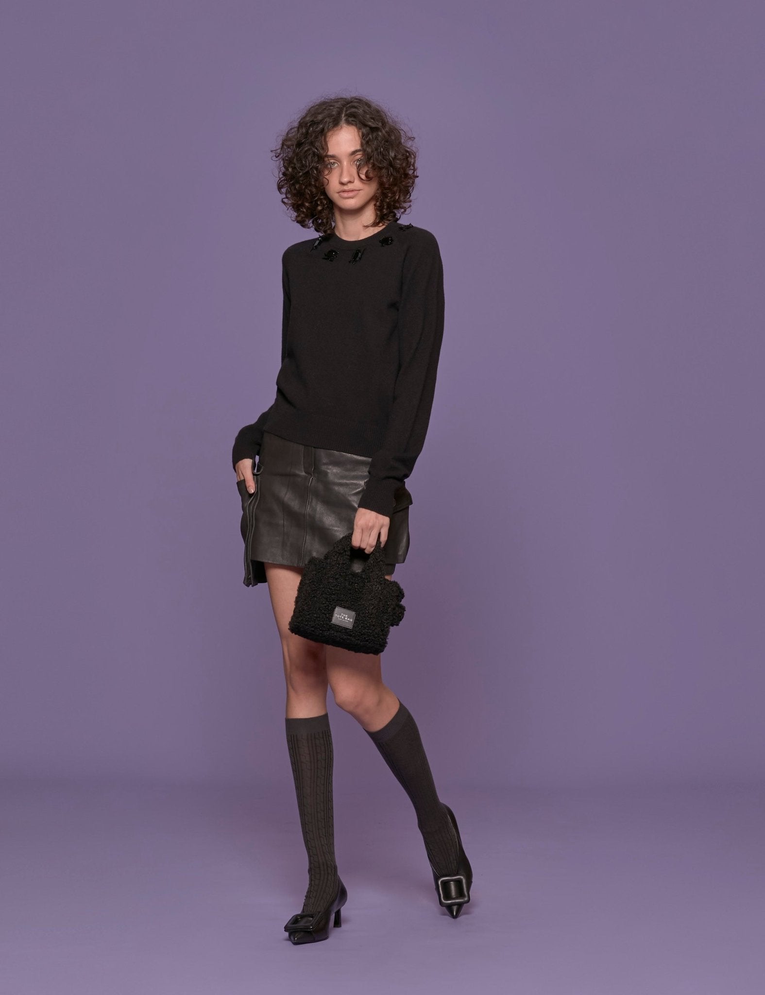 pullover girocollo pietre nero - n21 alessandro dell'acqua - pullover