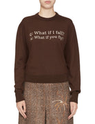 pullover girocollo ricamo scritta moro - stella jean - pullover