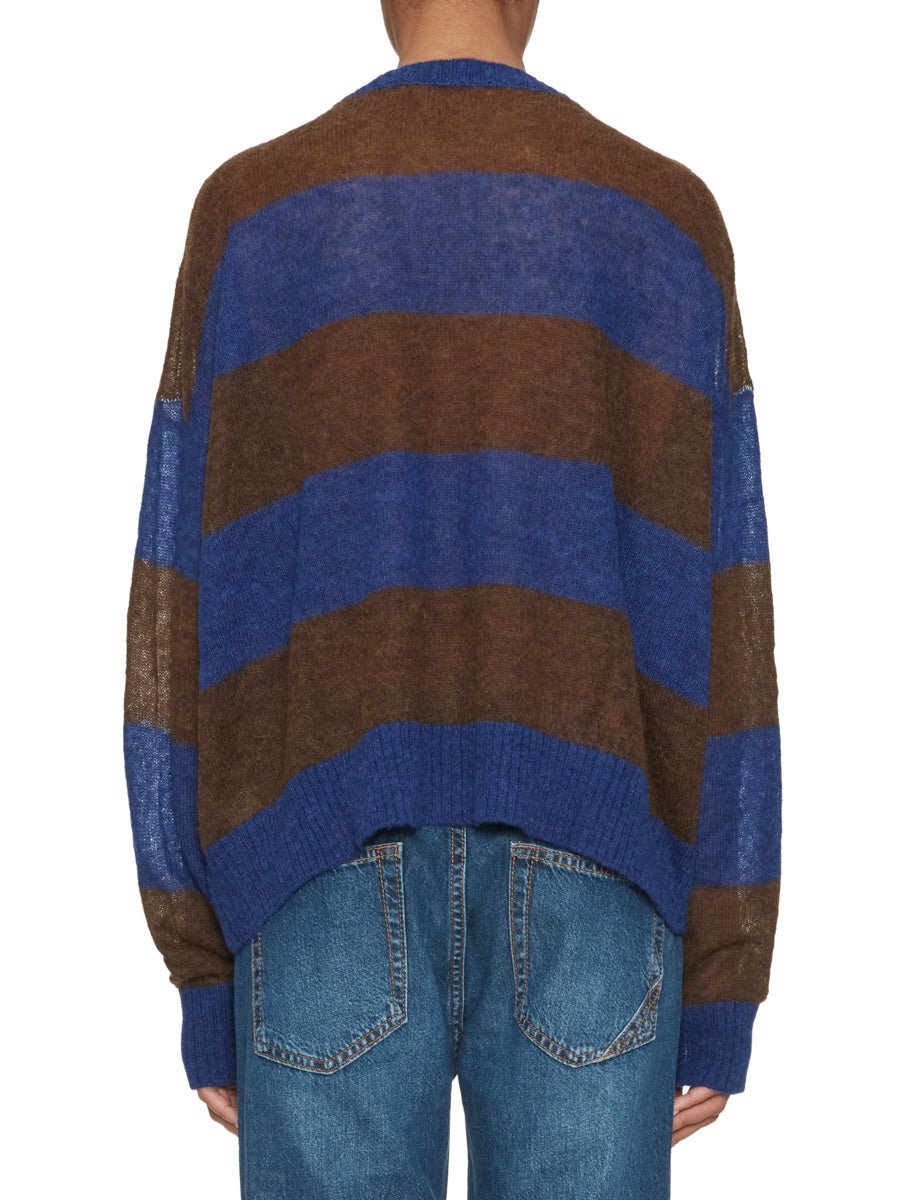 pullover girocollo righe alpaca blu royal cioccolato - jei-o - pullover