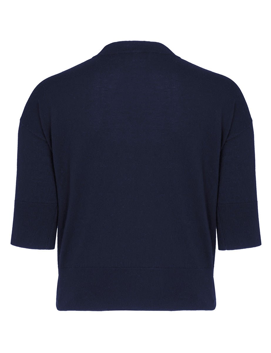 pullover girocollo seta cashmere blu notte - alpha - pullover