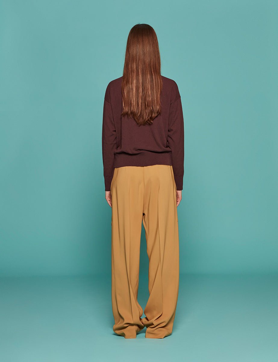 pullover girocollo spalla scesa cioccolato - roberto collina - pullover