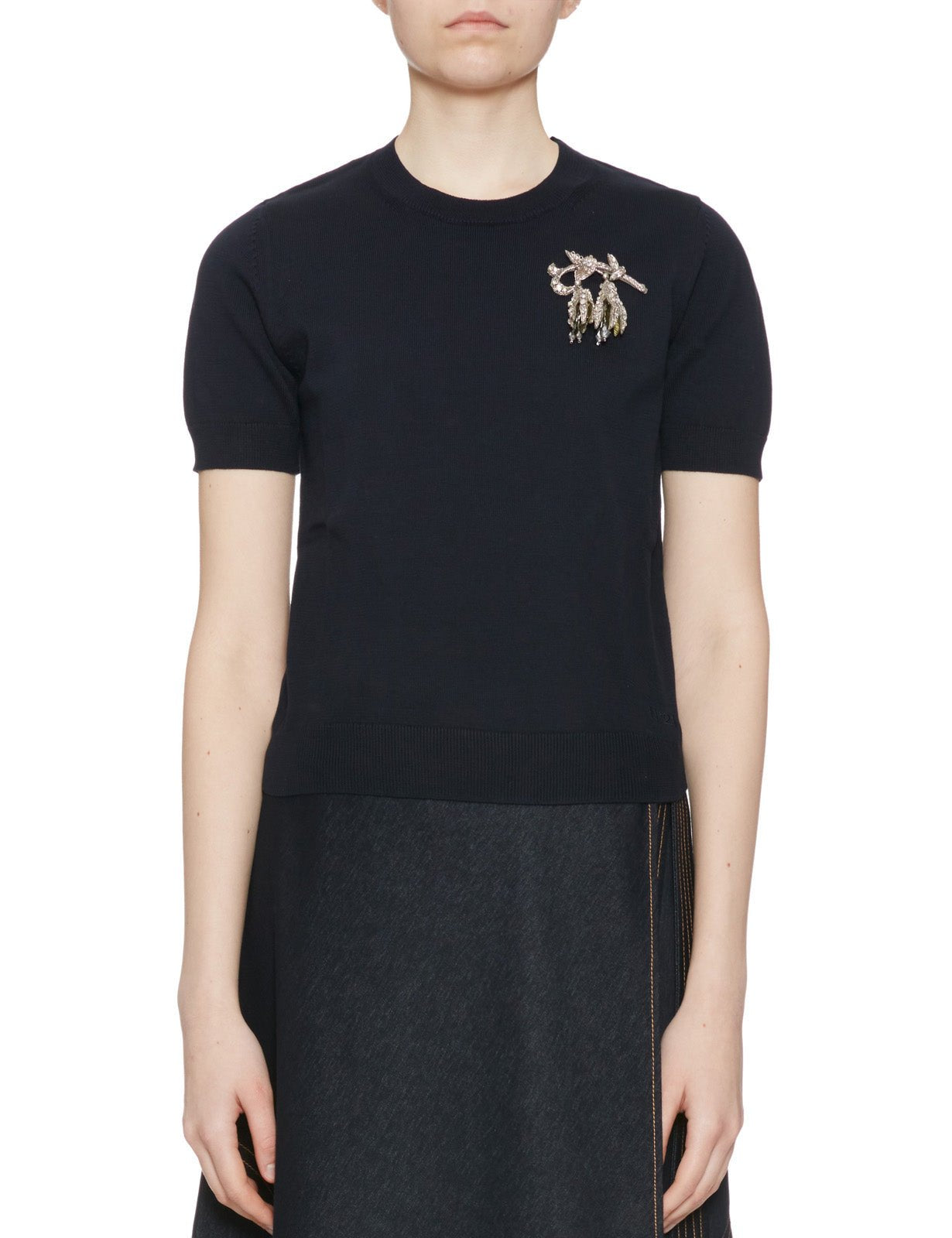 pullover girocollo spilla blu - n21 alessandro dell'acqua - pullover