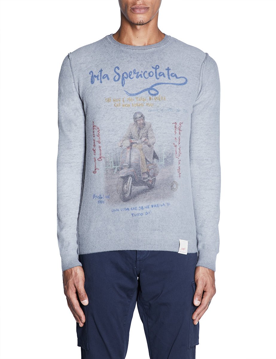 pullover girocollo stampa piombo vespa - bob - pullover