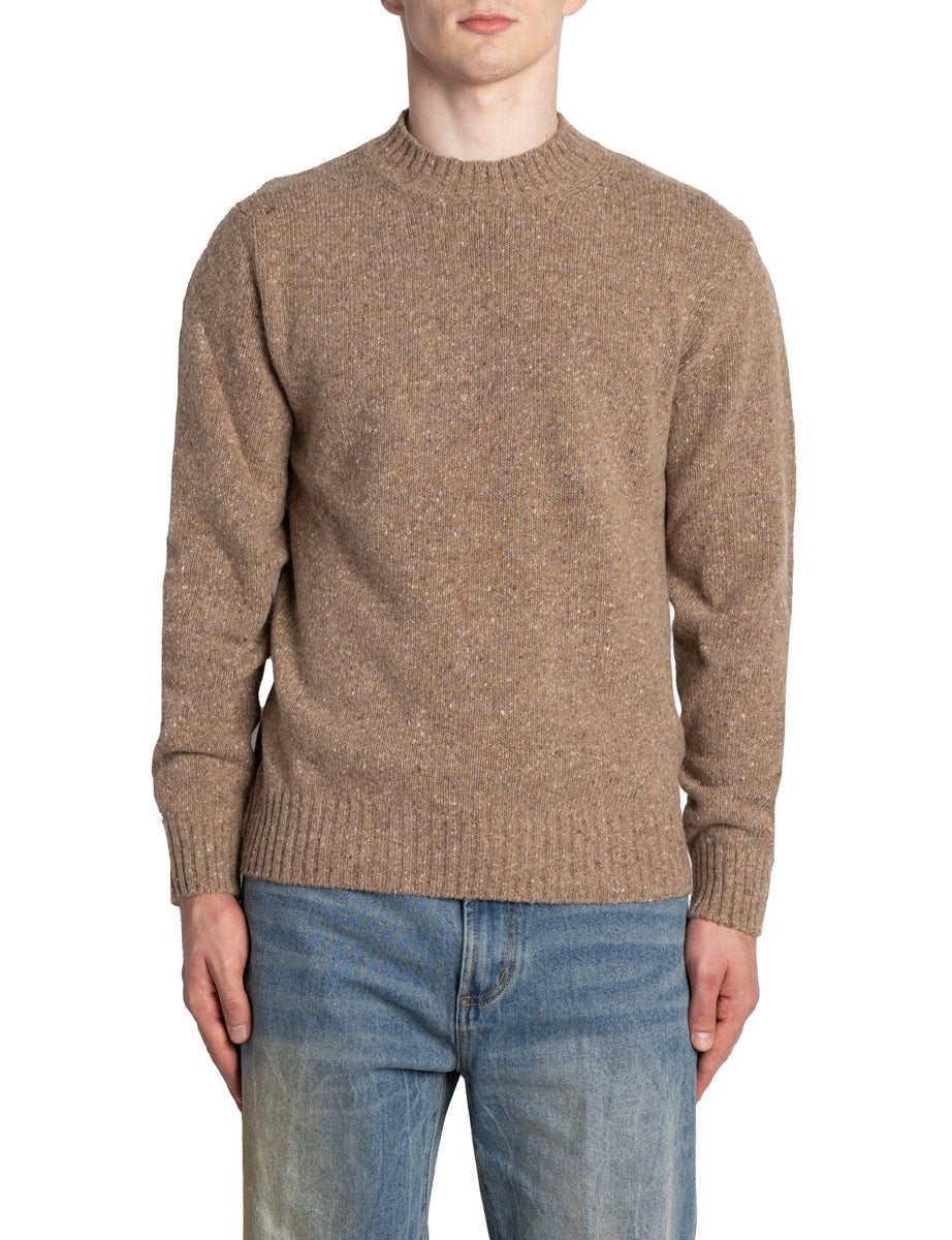 pullover girocollo tessuto bottonato cammello - daniele fiesoli - pullover