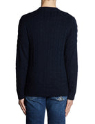 pullover girocollo trecce blu oltremare - selected - pullover