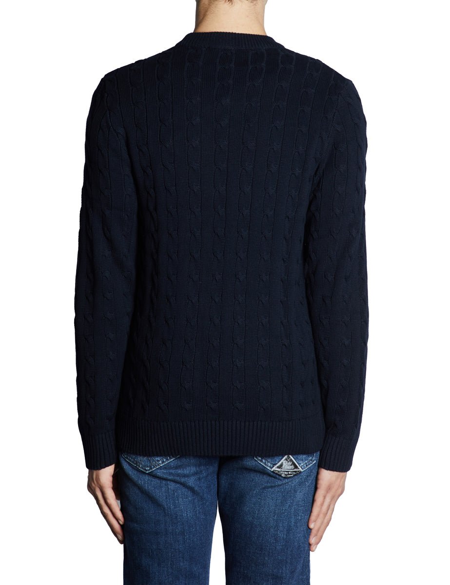 pullover girocollo trecce blu oltremare - selected - pullover