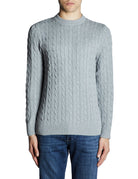 pullover girocollo trecce grigio melange - selected - pullover