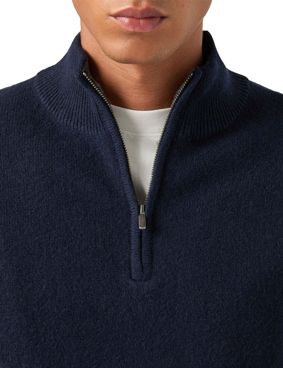 pullover high zip jermyn lana blu notte - st. barth - pullover