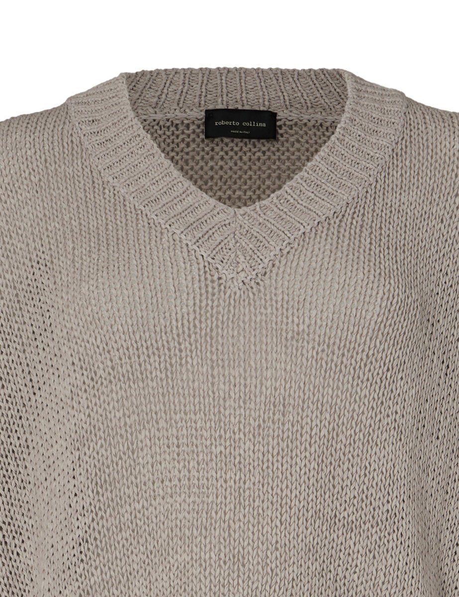pullover scollo v fettuccia grigio - roberto collina - pullover