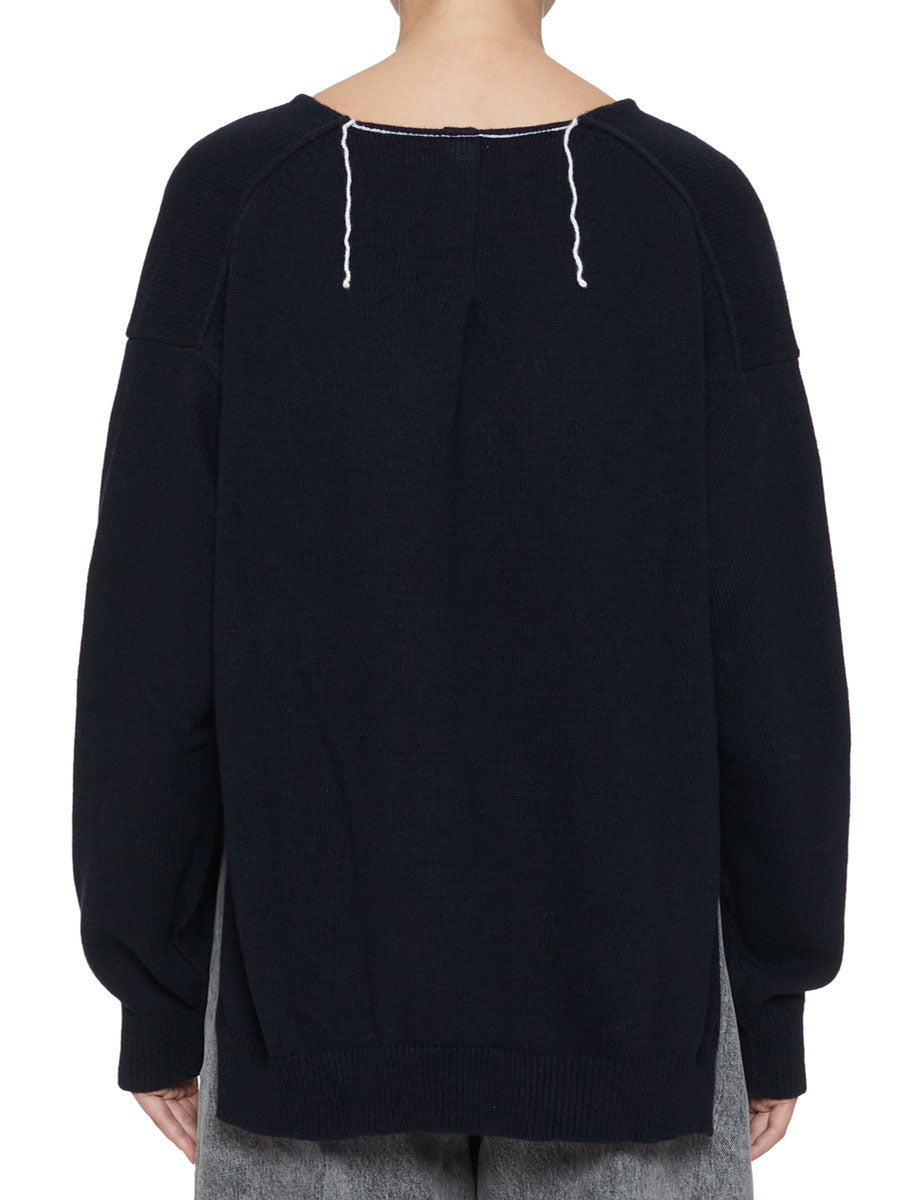 pullover scollo v over blu - jei-o - pullover