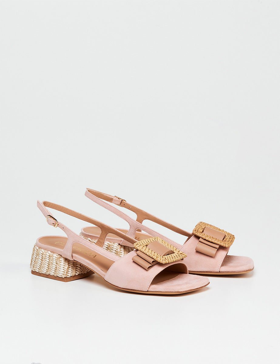 sandalo fiocco cipria - blufrida - sandalo tacco