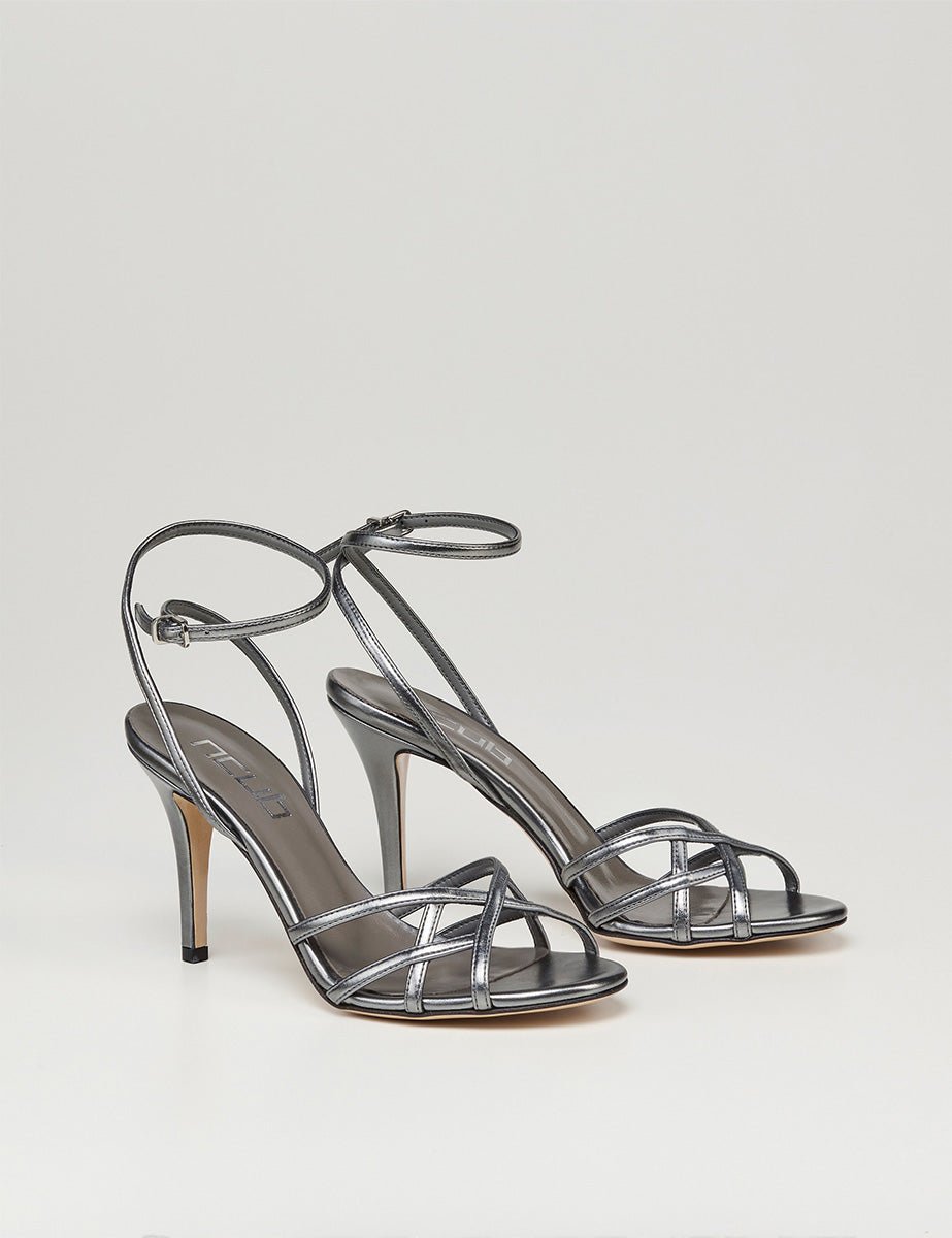sandalo gabbietta laminato acciaio - ncub - sandalo tacco