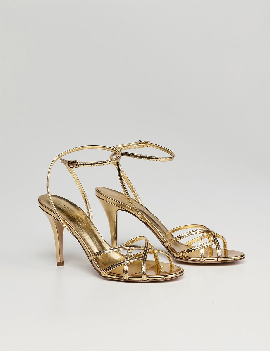 sandalo gabbietta oro - ncub - sandalo tacco