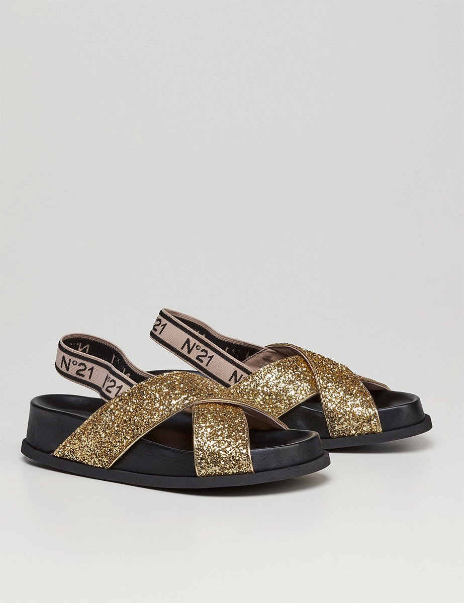 sandalo incrocio gold - n21 alessandro dell'acqua - ciabatta