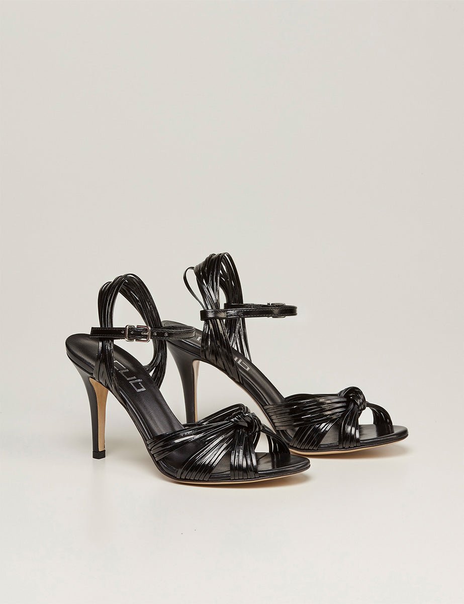 sandalo laminato nero - ncub - sandalo tacco