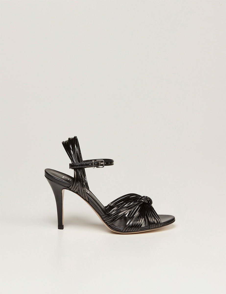 sandalo laminato nero - ncub - sandalo tacco