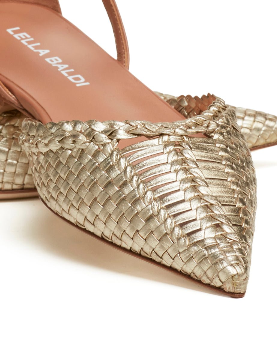 sandalo lea intreccio platino cuoio - lella baldi - ballerina