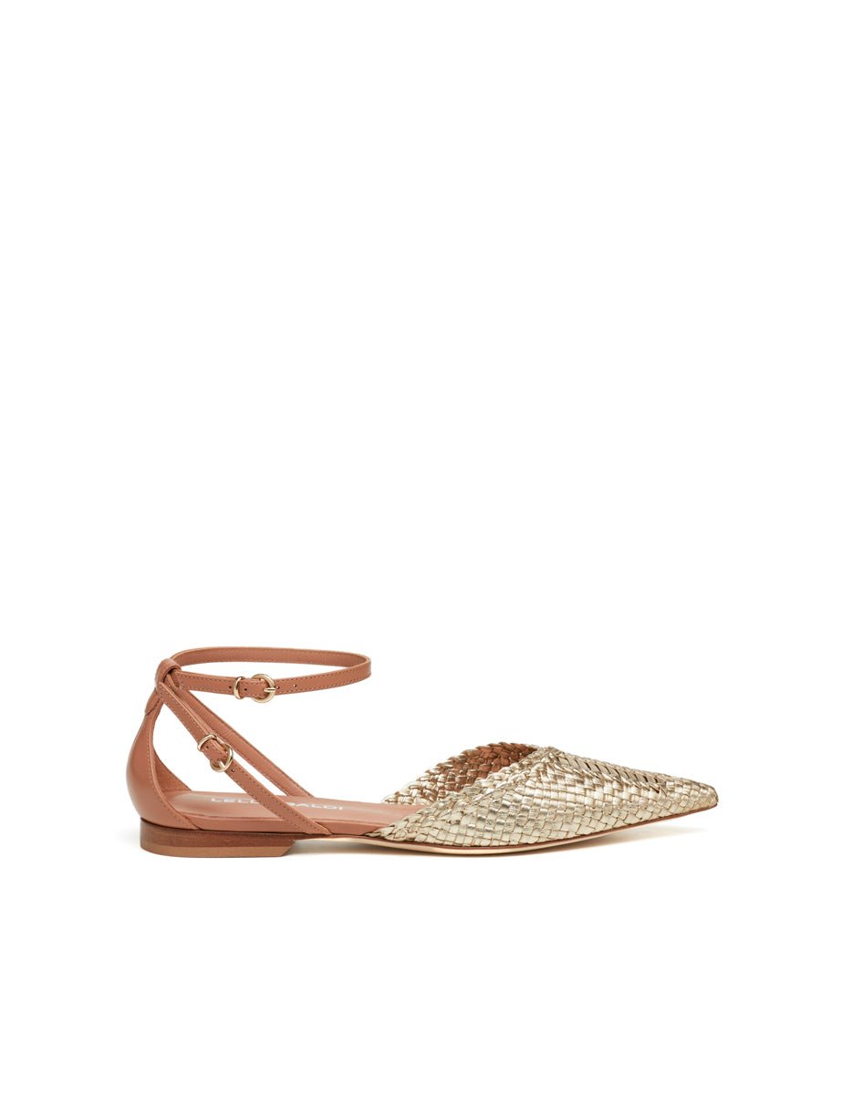 sandalo lea intreccio platino cuoio - lella baldi - ballerina