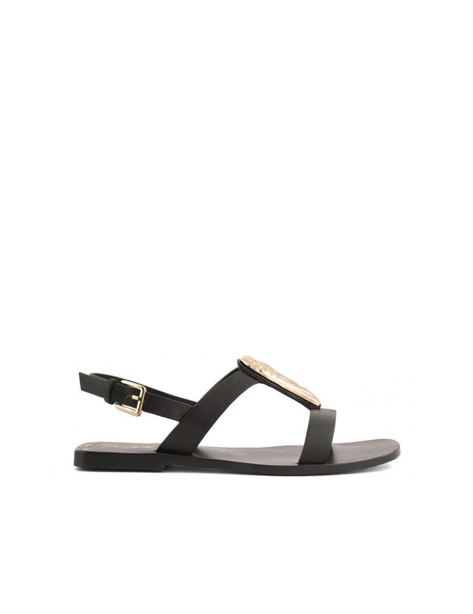 sandalo metal plate black - coral blue - flat