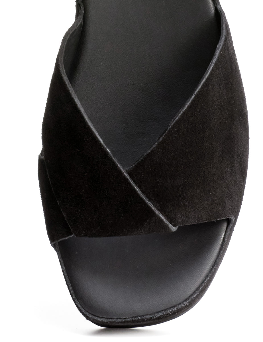 sandalo platform flat nero - del carlo - platform