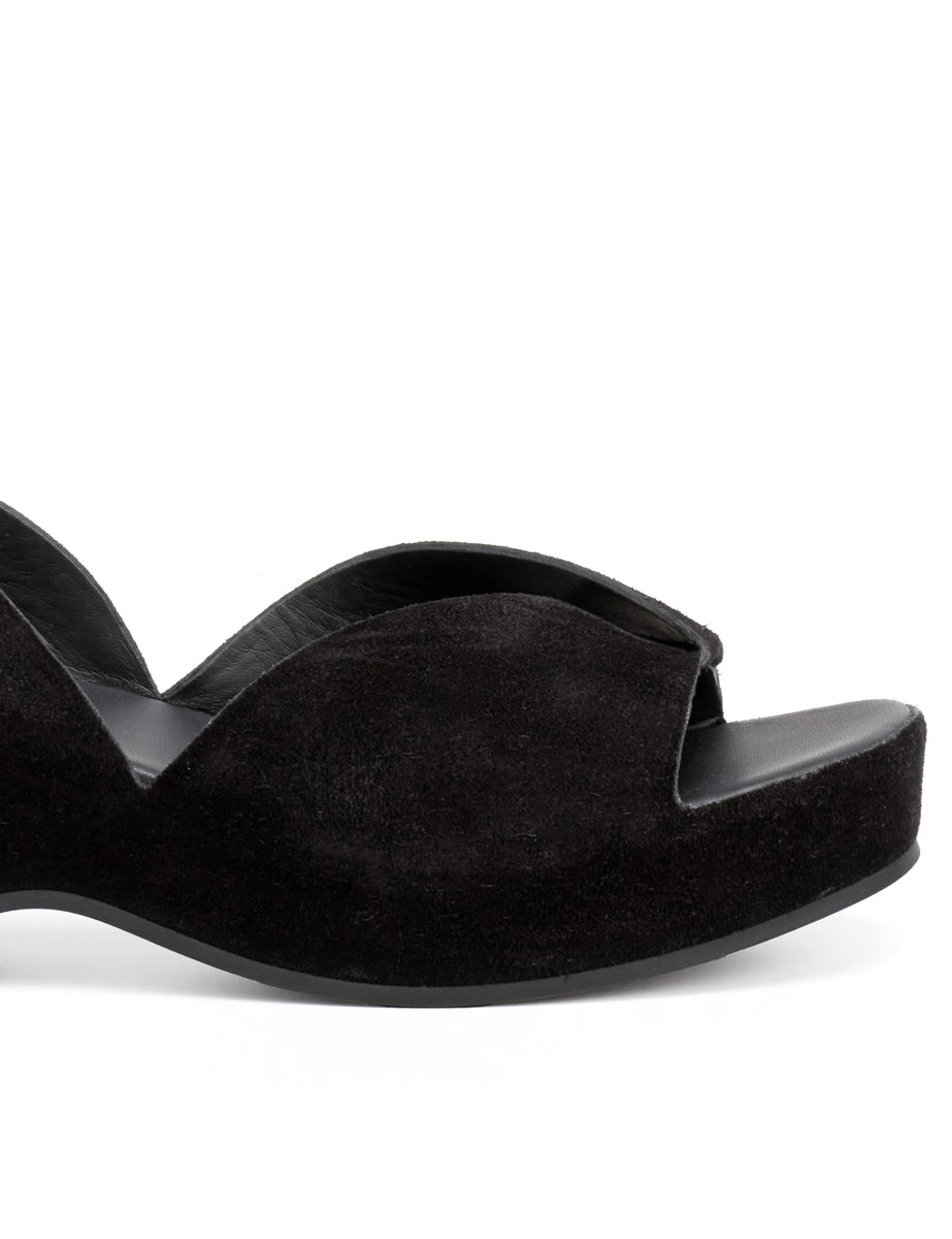 sandalo platform flat nero - del carlo - platform