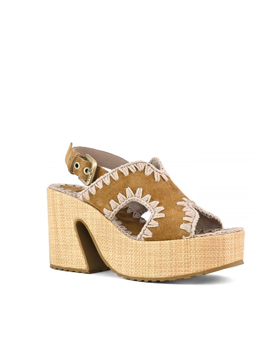 sandalo raffia platform cognac - mou - zoccolo