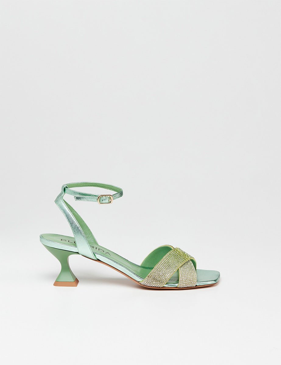 sandalo strass lime salvia - blufrida - sandalo tacco