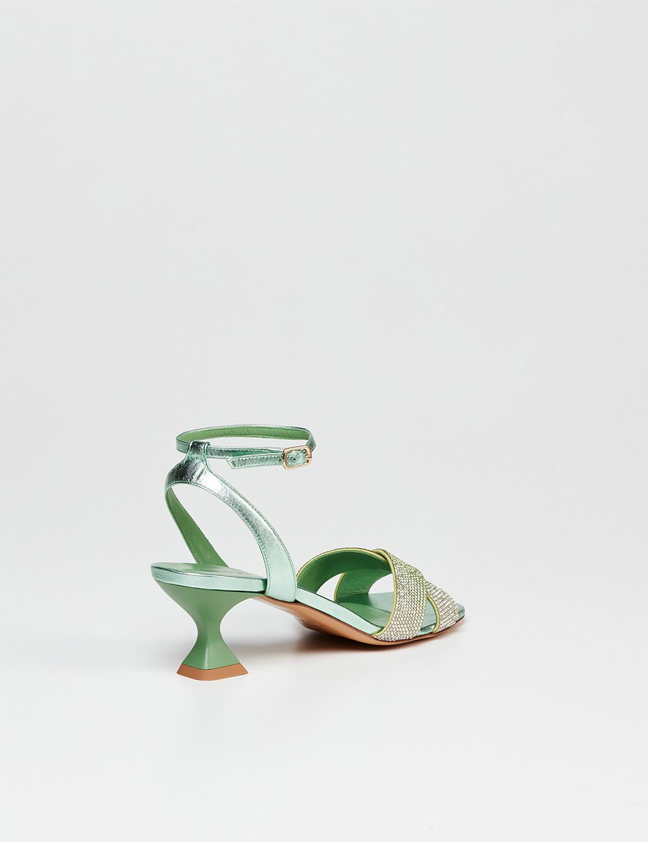 sandalo strass lime salvia - blufrida - sandalo tacco