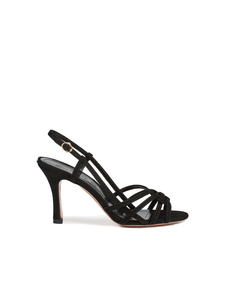 sandalo tacco suede nero - a.bocca - sandalo tacco