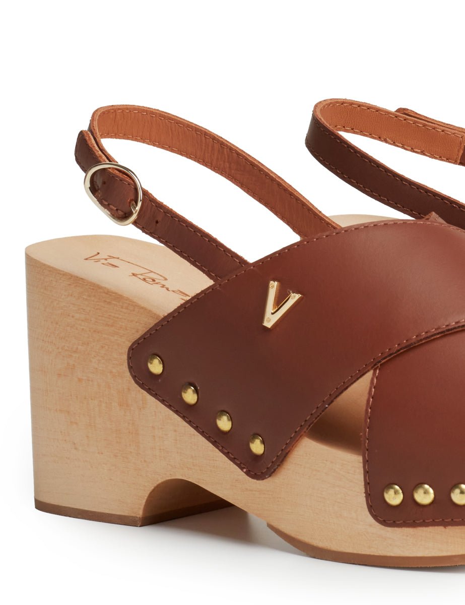 sandalo zoccolo legno cuoio - viaroma15 - zoccolo