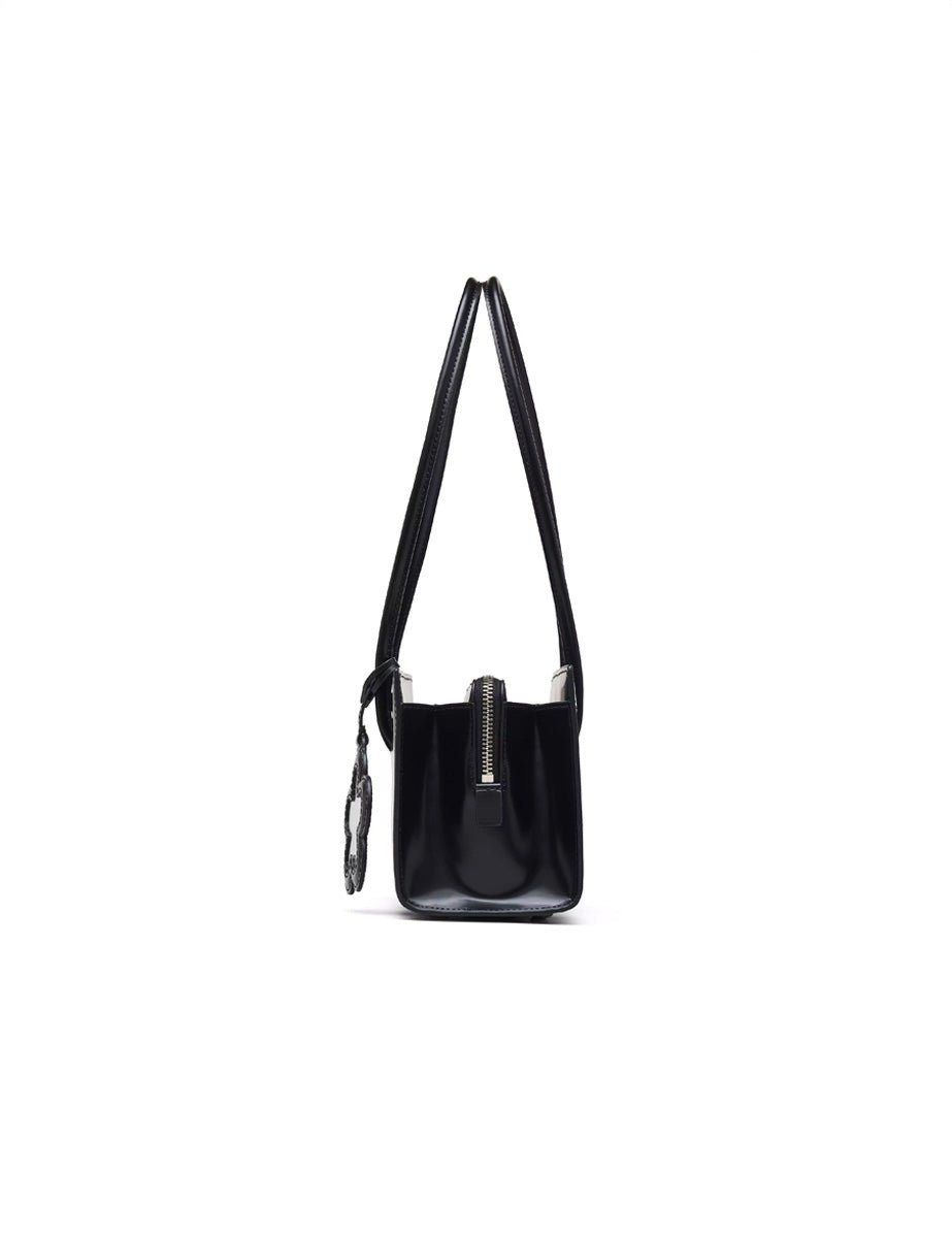 satchel bag mirror leather nero - marc jacobs - clutch
