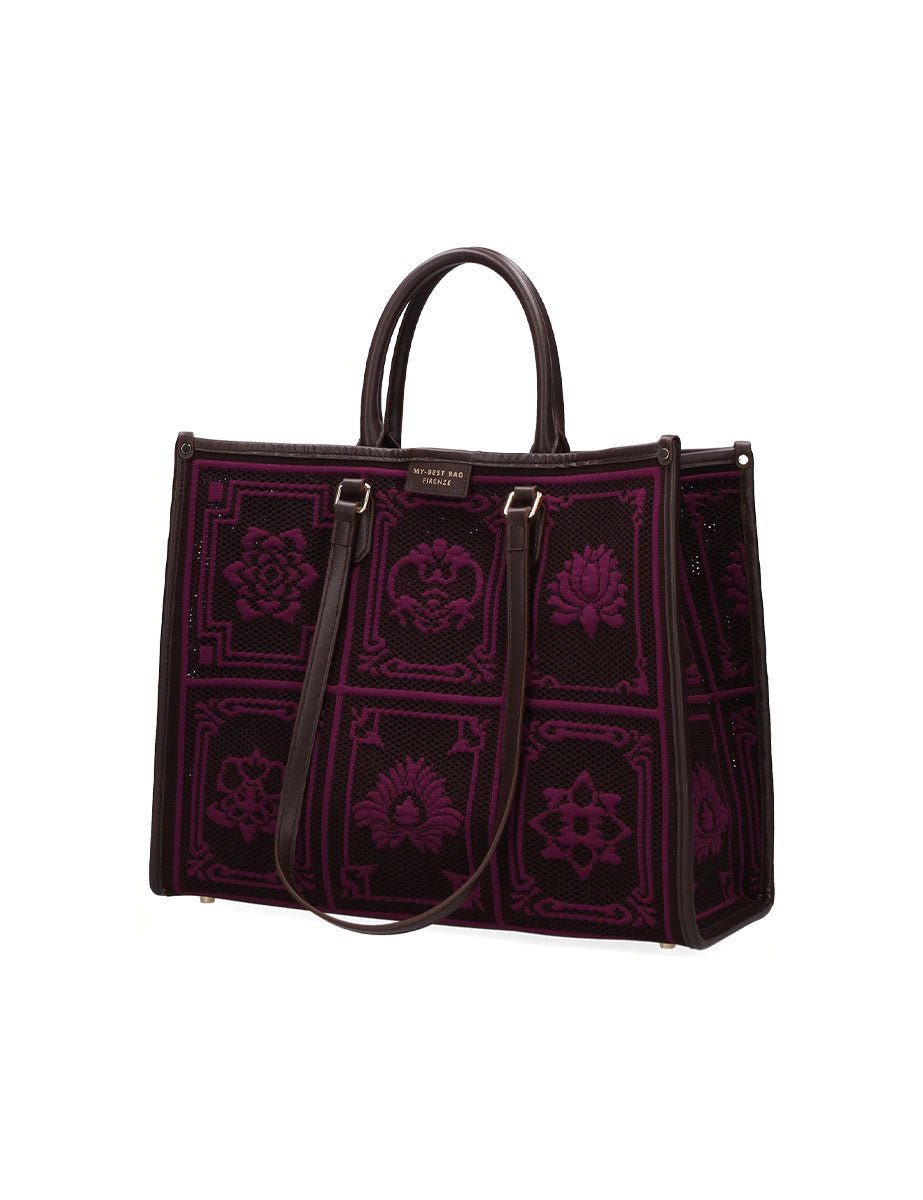 shopper atena grande lhasa marrone viola - my best bag - shopper