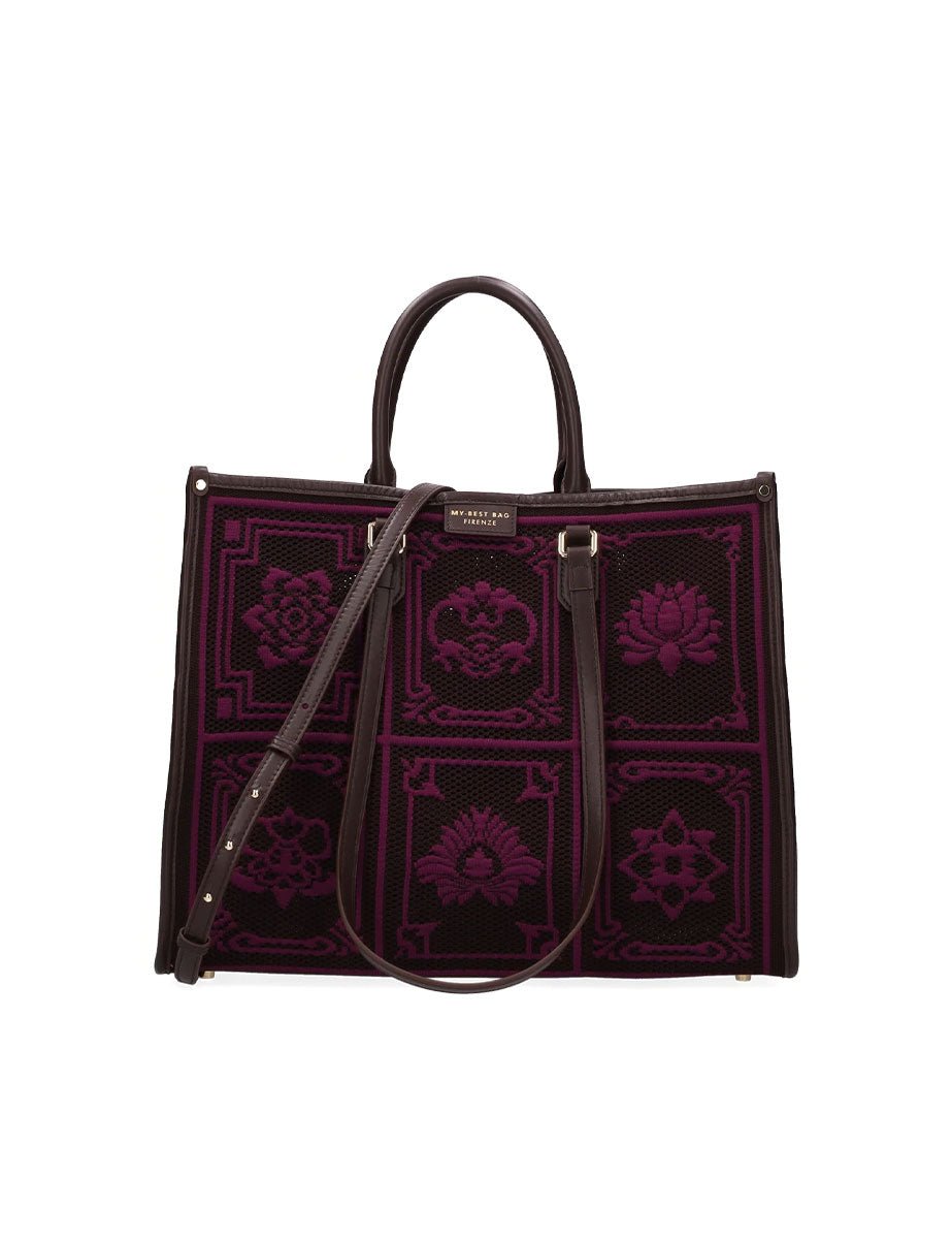 shopper atena grande lhasa marrone viola - my best bag - shopper