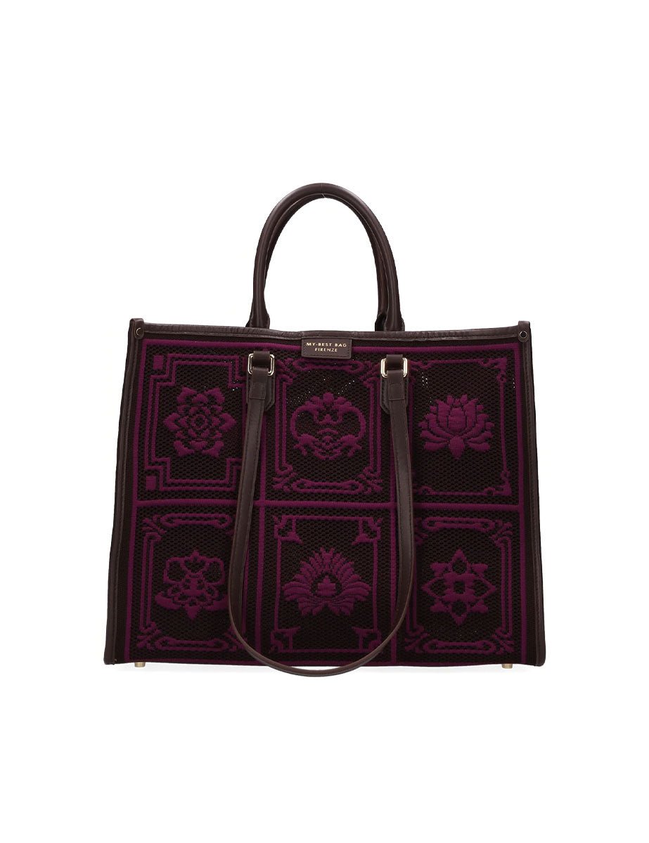 shopper atena grande lhasa marrone viola - my best bag - shopper